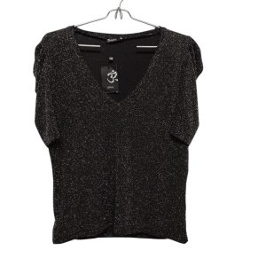 REMERA NEGRA BRILLOS ESCOTE EN V INDIAN T XL NUEVA