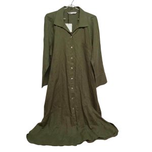 CAMISA LARGA TIPO VESTIDO LINO VERDE ZARA TL NUEVA