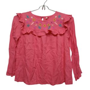 blusa m larga fucsia flores bordadas volado thomas trent t 10