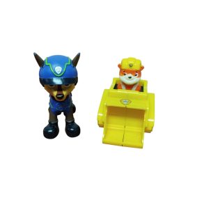 PERRITOS PAW PATROL X 2 AZUL Y NARANJA EN CAMION AMARILLO