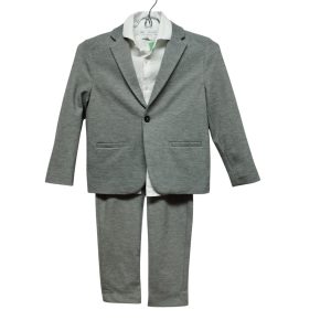 CONJUNTO SACO SPORT PANTALON GRIS JASPEADO Y CAMISA ZARA T 7-8