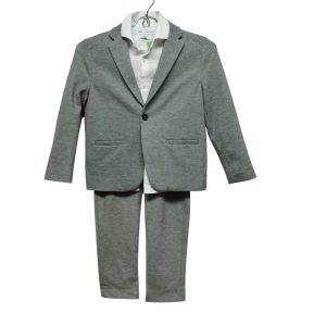 CONJUNTO SACO SPORT PANTALON GRIS JASPEADO Y CAMISA ZARA T 7-8