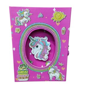 DIARIO INTIMO ROSADO UNICORNIO BRILLOS
