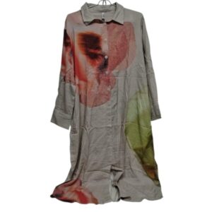 VESTIDO CAMISERO GRIS ROJO PUNTITOS INDIAN TM NUEVO