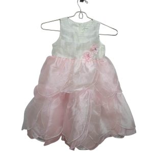 VESTIDO DE FIESTA ORGANZA BCO Y ROSA BABYGRNAD T5 VOLADOS