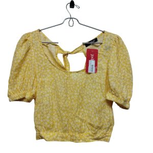 BLUSA TOP ESTILO CAMPESINA AMARILLA FLORES BCAS GUAPA T 34-NUEVA