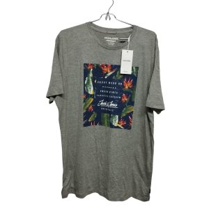 REMERA GRIS CUADRO AZUL FLORES  JACK & JONES T XL NUEVA