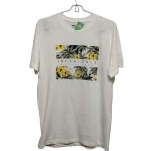 REMERA BLANCA PALMERAS FLORES WAVE JACK & JONES T S