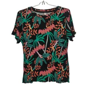REMERA NEGRA HOJAS VERDES COLORES BLUESTEEL TGG
