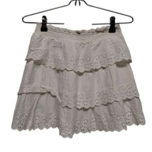 POLLERA TELA BLANCA VOLADOS BRODERIE FUZARKA T11/12