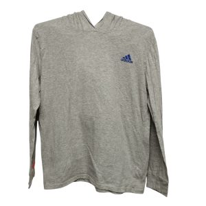 REMERA ALG GRIS CAPUCHA LOGO ADIDAS COLORES EN MANGAS  T L- 16 AP