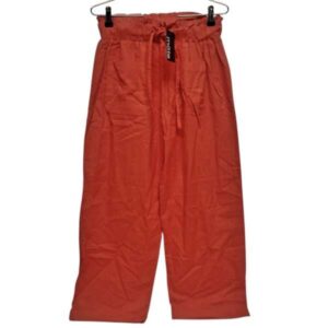 PANTALON ANCHO TIPO LINO ROJO MOTE T S NUEVO