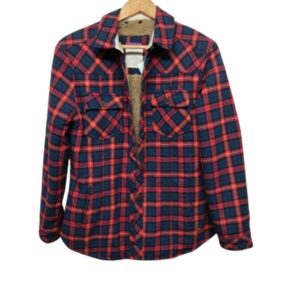 SOBRECAMISA CUADROS AZUL ROJO AMARILLO FORRADA UNIFORM T M FALTA BOTON