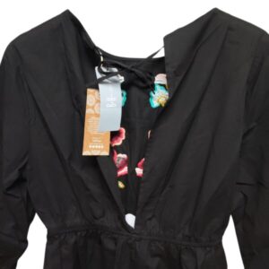 VESTIDO NEGRO FLORES BORDADAS TM NUEVO INDIAN