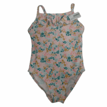 MALLA ENTERA BLANCA FLORCITAS ROSADAS CELESTES VOLADO DECATHLON T2/3