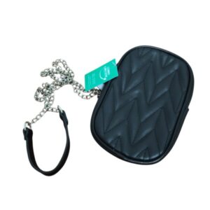 PORTA CELULAR CUERINA NEGRO ZIG ZAG CADENA