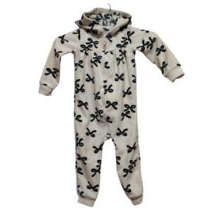PIJAMA ENTERITO PLUSH CREMITA MOÑITAS NEGRAS CAPUCHA CARTERS 24M FR RO
