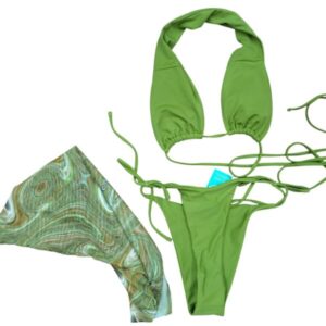 BIKINI VERDE 2 PZAS + POLLERA TUL SHEIN T S