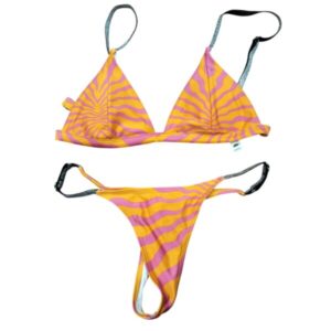 BIKINI 2 PZAS COLALESS NARANJA FUCSIA BRETELES BRILLOS INDIAN T S