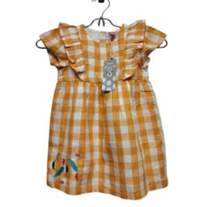 VESTIDO TUC TUC T 2 NARANJA BLANCO CUADRILLE NUEVO C ETIQ
