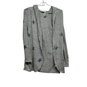 SACO C CAPUCHA H&M T 10-12 GRIS PLATEADO ESTRELLAS NUEVO C ETIQ