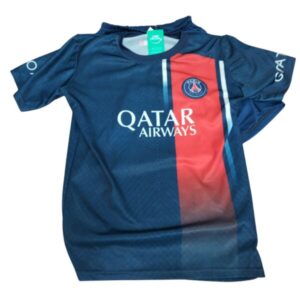 CONJ.CAMISETA SHORT AZUL ROJO PARIS SAIN GERMAIN MBAPPE T14 REPLIC