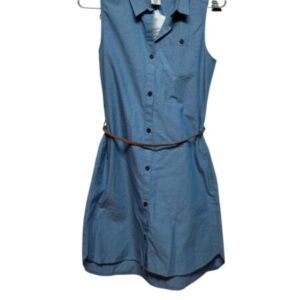VESTIDO SIN MANGAS CELESTE C LAZO LOGG H&M T 11-12 NUEVO C ETIQ