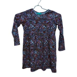 VESTIDO ALG AZUL FLORCITAS MARRONES ROSADAS SIN ET T6 AP