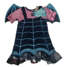 DISFRAZ VAMPIRINA VESTIDO C ALAS Y GUANTES ROSA AZUL CELESTE TUL