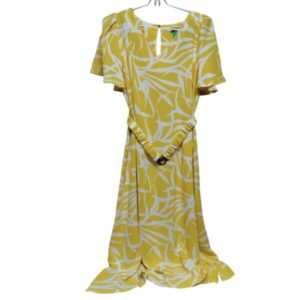 VESTIDO LARGO AMARILLO BLANCO LAZO ELASTICO CORTELLE TG