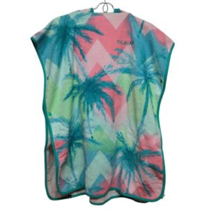 PONCHO TOALLA C CAPUCHA OLAIAN T UNICO CELESTE ROSA VERDE BCO PALMERAS