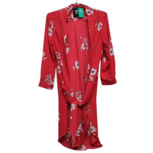 KIMONO ROJO FLORES BLANCAS THOMAS TRENT T XS