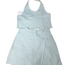 CONJ. MUSCULOSA POLLERA SHORT BLANCO LABRADO MOÑAS ZARA T11/12 12/13