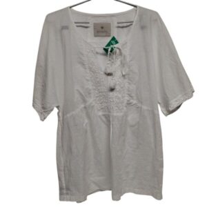 BLUSA MARGARA SHAW T 2 M APROX BLANCA ESCOTE EN V BRODERIE POMPONES