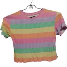 REMERA FRANJAS ROSADO LILA VERDE CELESTE FUZARKA T11/12