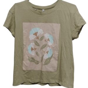 REMERA VERDE BEIGE FLORES INDIAN TS