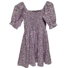 VESTIDO LILA FLORCITAS BLANCAS FUZARKA T9/10