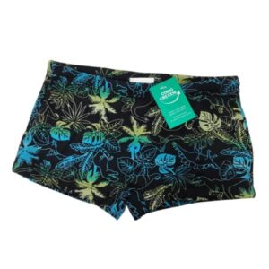 SHORT LICRA PARA AGUA SIN ETIQ T 2 APROX NEGRO VERDE AZUL HOJAS DINOS