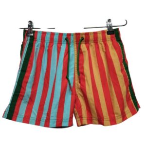SHORT BAÑO MUTMA T 12 A RAYAS ROJO VERDE NARANJA CELESTE