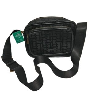 CARTERA BANDOLERA NEGRA CIERRE DORADO PRUNE
