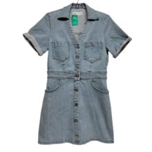 VESTIDO JEAN M/C BROCHES ADELANTE ZARA TL