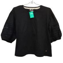 REMERA NEGRA MANGA BRODERIE ANCHAS LEMON T 2 / M