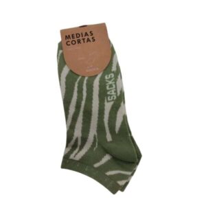 MEDIAS CORTAS SACKS T UNICO VERDE BEIGE CEBRA