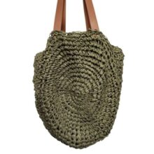BOLSO PLAYERO REDONDO VERDE MARRON