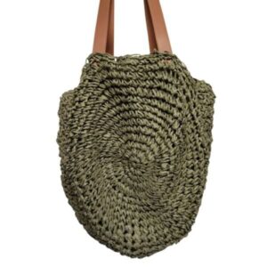 BOLSO PLAYERO REDONDO VERDE MARRON