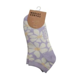 MEDIAS CORTAS SACKS T UNICO LILA FLOREADAS