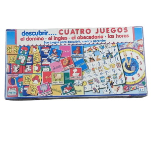 DESCUBRIR CUATRO JUEGOS DOMINO INGLES ABECEDARIO Y HORAS