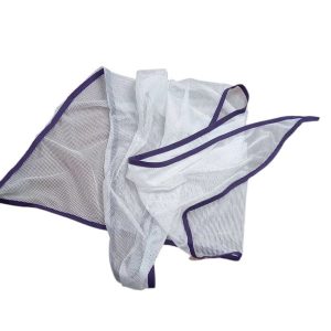 RED PARA COLGAR PELUCHES BCO Y BORDE VIOLETA