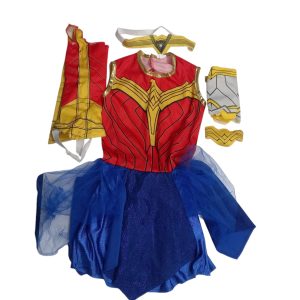 DISFRAZ MUJER MARAVILLA ROJO AZUL AMARILLO EN BOLSITA