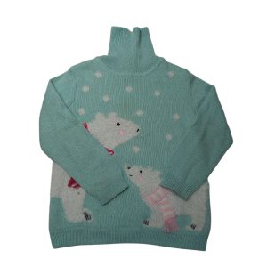 BUZO POLERA TEJIDO CELESTE HILOS PLATEADOS OSOS OSTIN T2/3 ENCH